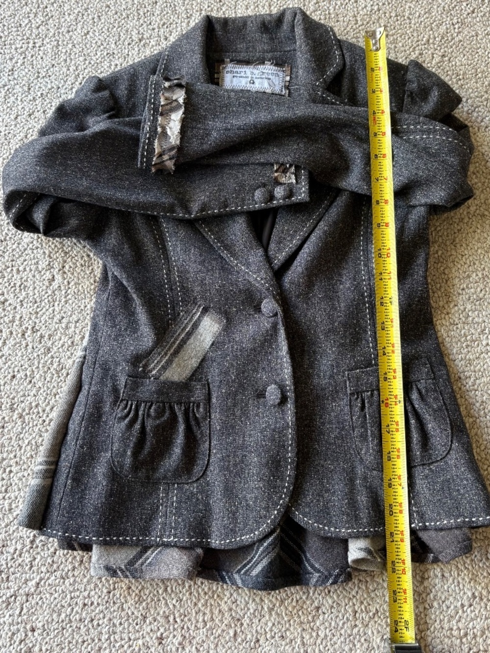 Shari B Green Upcycled Wool Blazer S Dark Academia Whimsigoth - Picture 6 of 6